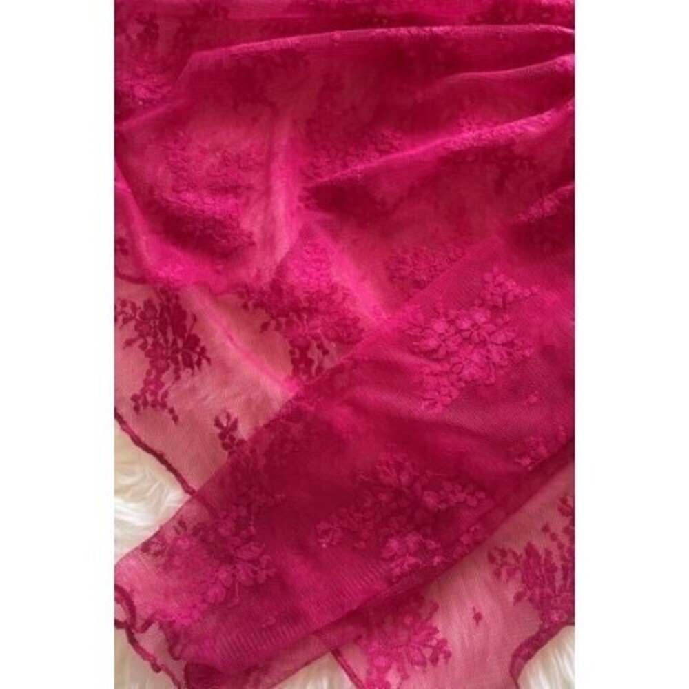 1I1399 F Lace Mesh Sheer Top Fuchsia Various Sizes